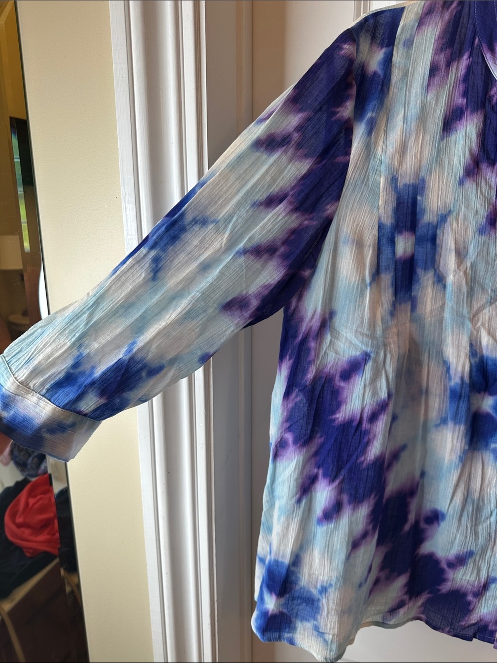 Jones New York Blue & Purple Tie-Dye Button Front Tunic - Picture 2 of 5